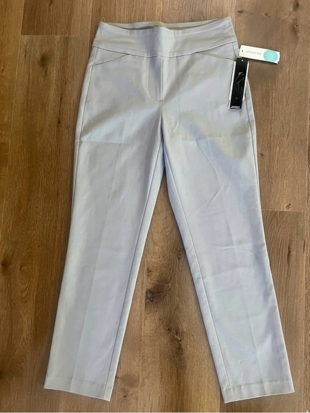 Tribal Fia “Flatten-It” Light Gray Pull-On Straight Pants - Stretch Fit